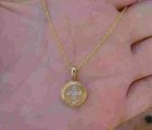1 Ct Round Cut Real Moissanite Medallion Cross Pendant 14k Yellow Gold Plated