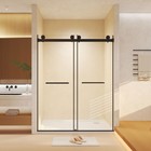 Frameless Double Sliding Shower Door 44-48 w X 74 h Matte Black