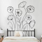 S Wall Decals Simple Sketch Floral Wildflower Wall Stickers Large Black Flower