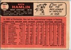 1966 -ken Hamlin- Topps Autograph signed auto Baseball Card  69 Senators