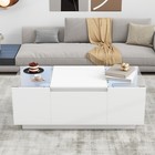 High Gloss Coffee Table Modern Side End Table W  Led Light   Drawers White black