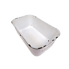 Vintage Enamel Vegetables Refrigerator Bin White W  Blue Letters Mcm Mid Century