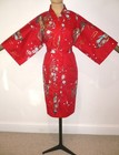 Rrp   79 New  Japanese Made  Kimono Style Dressing Gown Robe  Red Cotton Geisha
