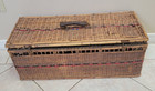 Fantastic Antique Large Wicker Rattan Pigeon Carrier Basket Leather Handle