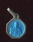 St Mary And Jesus  Blue Enamel Sterling Silver  Medal