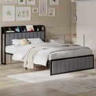 Bed Frame With Storage Headboard Power Outlet Twin Full Queen Size Metal Bed