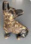 Antique Cast Iron Cold Painted Sitting French Bulldog Dog Doorstop Figure