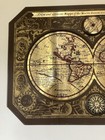 Vintage 1964 Masketeers Large Brass And Wood Map Of The World In 1628 43    X 30   
