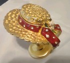 Vintage Estee Lauder Sun Hat On Hat Stand Solid Perfume Collectible Compact 