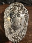 Vtg Silver Plated Heavy Metal Antique Style Vanity Hair Brush Ornate Victorian