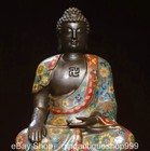 12  Old Chinese Bronze Cloisonne Enamel Shakyamuni Amitabha Buddha Statue