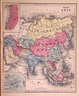 Rare Antique 1853 Map   Asia - India  Siam  Arabia  Siberia By Roswell Smith