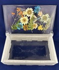 Vintage Lucite Hinged Jewelry vanity Box With Dried Flowers On Lid  8   