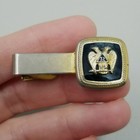 Vintage Double Headed Eagle 32 Mason Masonic Tie Clip Black Enamel Freemason