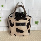 Mini Tote Bag Style Drawstring Bag Accessory Case Pouch Multipurpose Cat Pattern