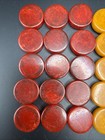 Vintage 30 Bakelite Catalin Red Butterscotch Marble Swirl Backgammon Chip 0 75   