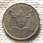1989 Botswana Africa 25 Thebe Coin Zebu Bull Cow Animal Wildlife