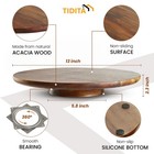 13  Acacia Cake Stand Rotating     Rustic Wood Pedestal Stands Turntable With 2   
