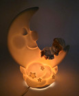 Teddy Beddy Bear Crescent Moon Night Light Enesco 1982 Nursery Decor Vtg Box