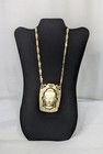 Vintage Louis Giusti Buddha Gold Tone Medallion Necklace Brutalist 70 s Lg