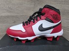 Nike Air Jordan 1 Red White   Black Mid Youth 6y Baseball Football Cleats New  