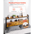 Headboard For Full Size Bed Head Board With 2 Shelves   Led Light Brown