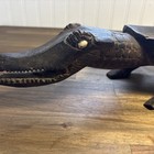 Authentic Old Tribal Carved Wood Crocodile Ritual Bowl 24  Sepik Oceanic Vessel