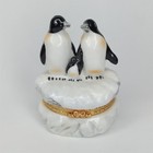 Vintage 1990s Herco Ceramic Emperor Penguin Family Trinket Box New Arrival