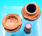 Atq Walnut Shaped Thimble Case W glass Top Thimble  unique  Bin06 Ds36
