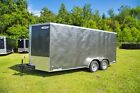 New 2025 7 X 16 7x16 V-nosed Enclosed Cargo Motorcycle Trailer Ramp   Side Door