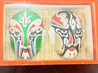 2 Mini Chinese Opera Masks Hand Painted Asian Home Decor Silk Display Box New