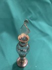 Egyptian Etched Glass Perfume Bottle Hand Blown Gold Trim 5 5    Dabber   Stopper