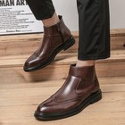 Mens Faux Leather Brogue Ankle Boots Casual Business Dress Work Shoes Retro Punk