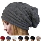 Women s Men Knit Slouchy Baggy Beanie Oversize Winter Hat Ski Fleece Slouchy Cap