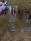 Vintage Schlitz Beer Glass Stemmed Barware  Beer Goblet  1970s Set Of 2