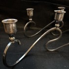 Pair Of Mcm Fisher K208 Silver Plate Candlestick Holders Set