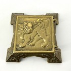 Vintage Chinese Brass Foo Dog Trinket Box Hinged Lid 