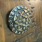 Large Antique Brass Stamped Flower Design Shank Button C257
