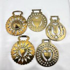 Brass Horse Medallion Lot Of 5 Antique Heart Love Sun Boss Lotus Parade Harness