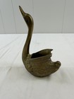 Vtg Long Neck Solid Brass Swan Planter 7    Height -a