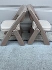 Vtg Step 2 Child Toddler Folding Plastic Chairs Set Of 2 Beige For Table  Desk
