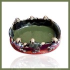        Japanese   Sumida Gawa Pottery Oval Pond Bowl 6 Men   Inoue Ryosai  Sumidagaw