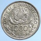 1913 Brazil Stars And Liberty Silver Genuine 1000 Reis Brazilian Coin I107796