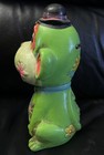 Vintage As-is 1960s Holiday Fair Novelty Chalkware Neon Green Monkey Bank Kitsch