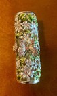 Vintage Jeweled Lipstick Case Holder Floral Enamel Rhinestone Mirror