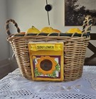 Vintage Wicker Sunflower Basket     Rustic Farmhouse Kitchen Decor