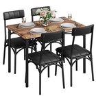 5piece Dining Table Set For 4 Compact Kitchen Table With 4 Pu Upholstered Chairs