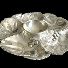 Arthur Court Ornate Aluminum Snack Tray Grape Pattern 6 Sectional Platter 14 5   