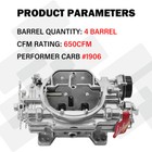 For Edelbrock 1906 Avs2 650 Cfm 4 Barrel Carburetor  Electric Choke New