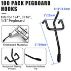 100 Pcs 2 Inch Black Pegboard Hooks Fits 1 4 3 16 1 8 Inch Peg Board Storage
